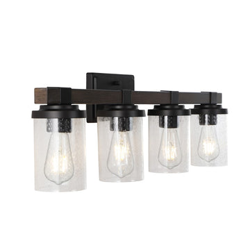 Bungalow Iron/Seeded Glass Rustic Farmhouse LED Vanity Light